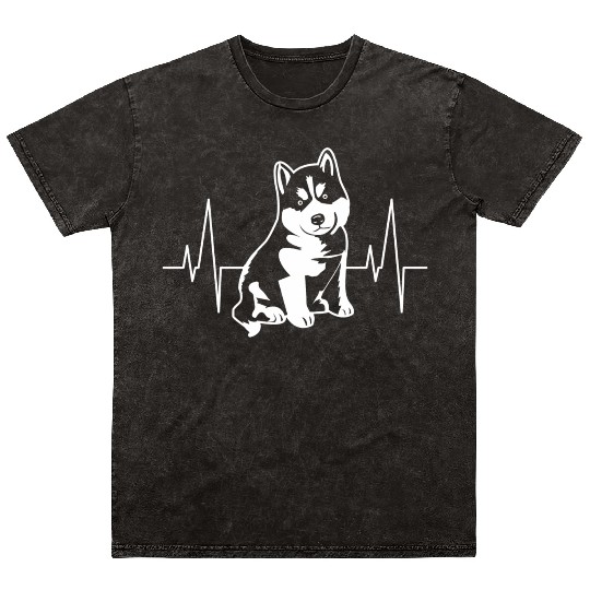Heartbeat Siberian Husky Husky Mineral Wash T Shirts