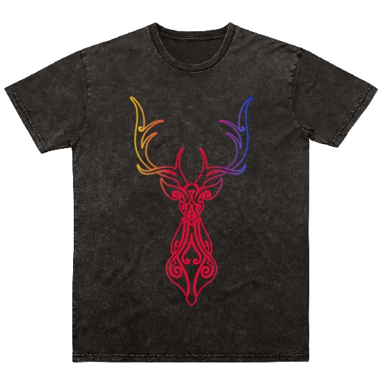 elk tribal Mineral Wash T Shirts