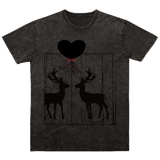 Reindeer love under a mistletoe Mineral Wash T Shirts