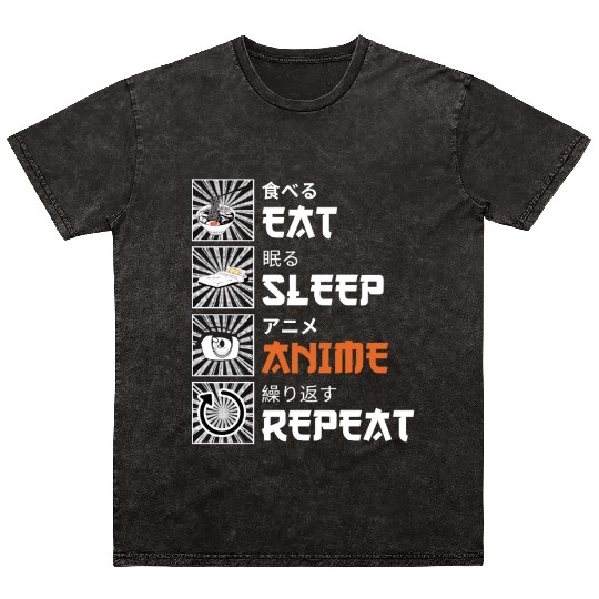 Eat, Sleep, Anime, Repeat - Gift For Christmas Day Mineral Wash T Shirts
