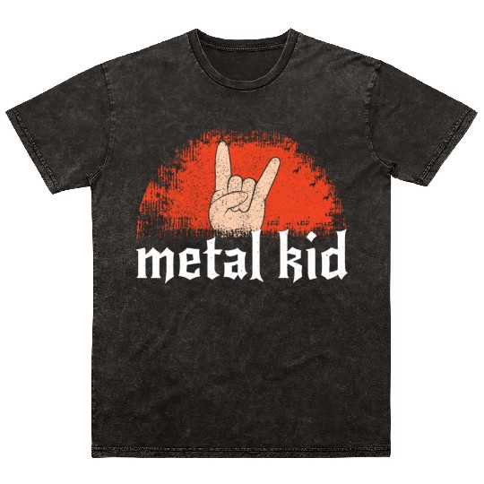 Rocker Sign Rock Hand Music Lover Little Metal Kid Mineral Wash T Shirts