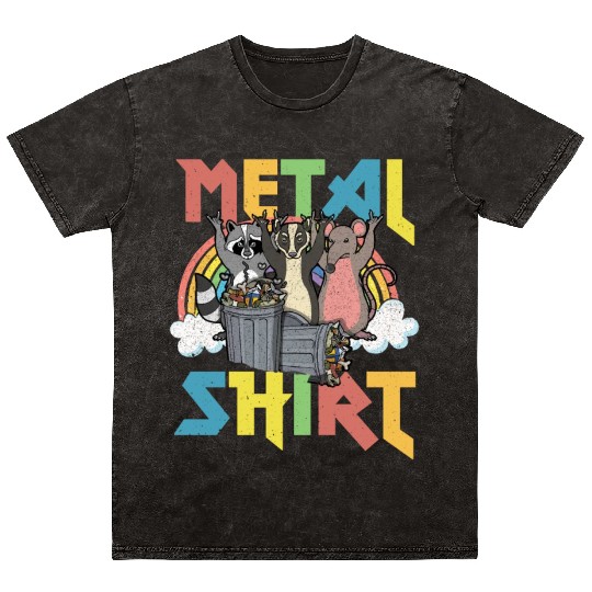 Rock Love Peace Music Heavy Trash Racoon Metal Mineral Wash T Shirts
