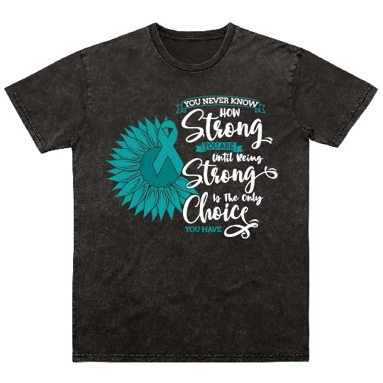Cervical Cancer Awareness Month Teal Sunflower Mineral Wash T Shirts