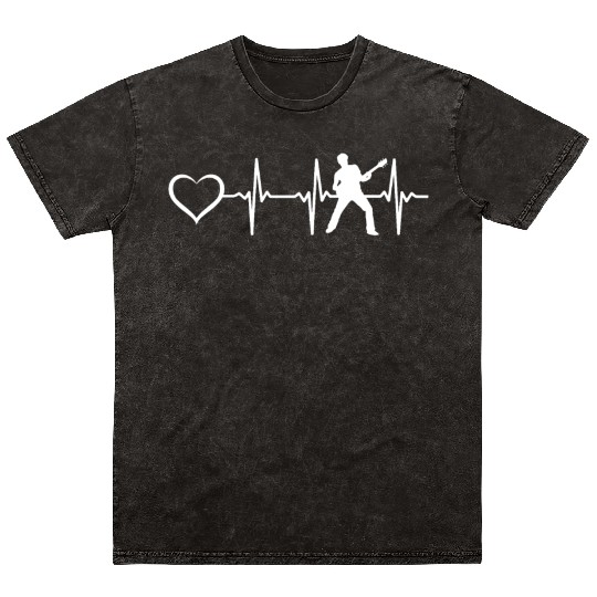 Guitar Heartbeat Heart Guitar Musician Guitar Play Mineral Wash T Shirts