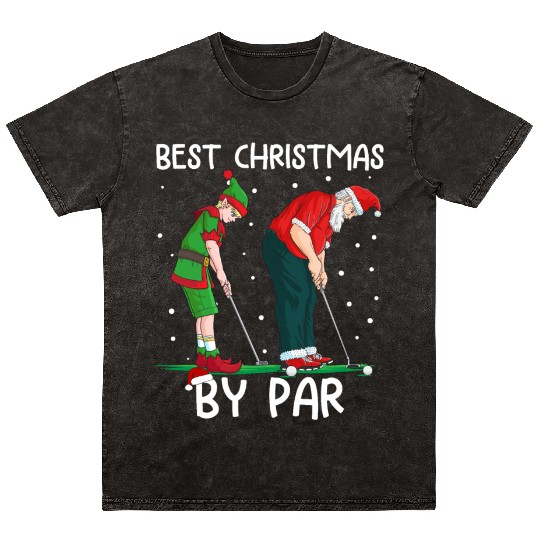 Golf Elf Golfer Christmas Santa Claus Golfing Mineral Wash T Shirts