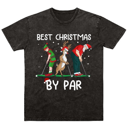 Golf Elf Golfer Christmas Santa Claus Golfing Mineral Wash T Shirts