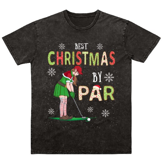 Golf Elf Pun Golfer Christmas Golfing Mineral Wash T Shirts