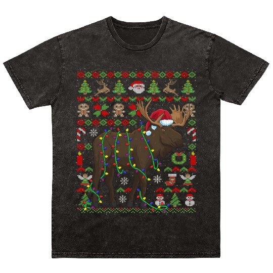 Ugly Christmas Moose Sweden Mineral Wash T Shirts