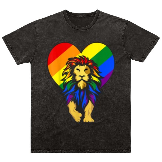 Gay Pride Lion LGBT-Q Mineral Wash T Shirts For Men, Women