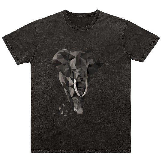 Elephant Gift Idea - Low Poly Elephant Mineral Wash T Shirts