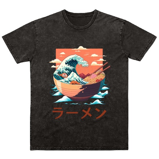 Ramen bowl painting. Text means "Ramen" Mineral Wash T Shirts