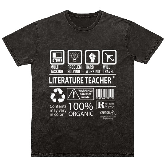 Literature Teacher Mineral Wash T Shirts - Multitasking Job Gift