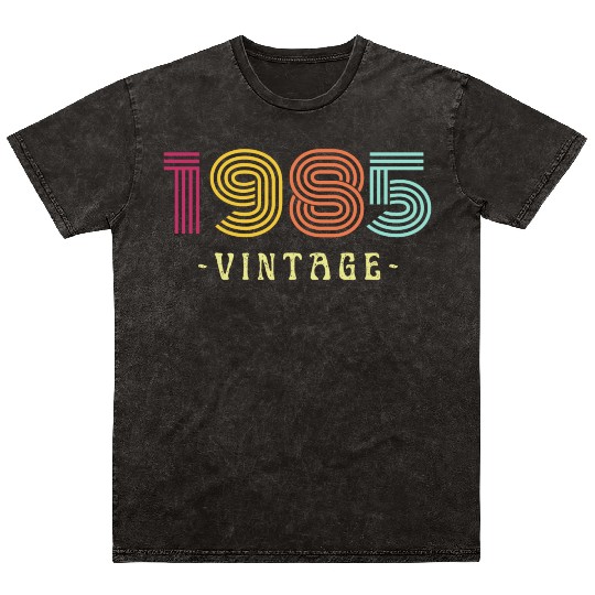 Neon Rainbow Retro Birthday Year Vintage 1985 Mineral Wash T Shirts