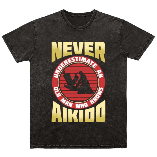 Aikido Old Man Japan Taekwondo Karate Martial Arts Mineral Wash T Shirts