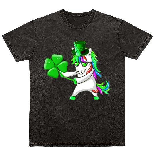 Flossing Unicorn St Patrick's Day Floss Dance Mineral Wash T Shirts