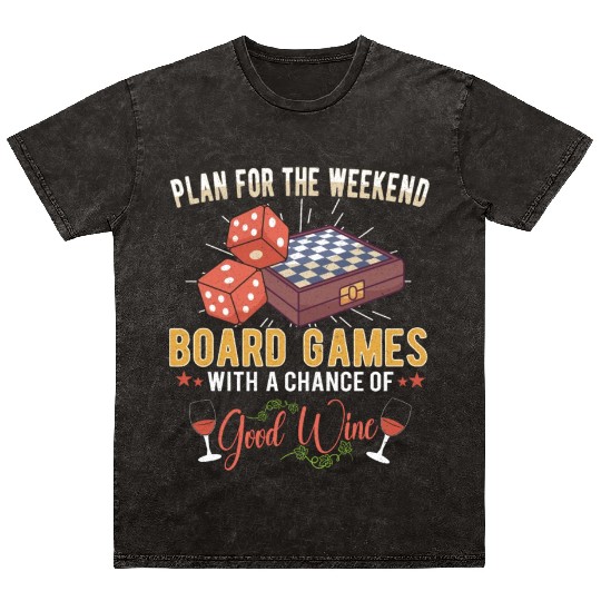 Wine Board Games Chess Board Game Player Gambling Mineral Wash T Shirts