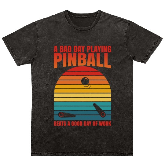 Retro Pinball Beats Work Arcade Machine Mineral Wash T Shirts
