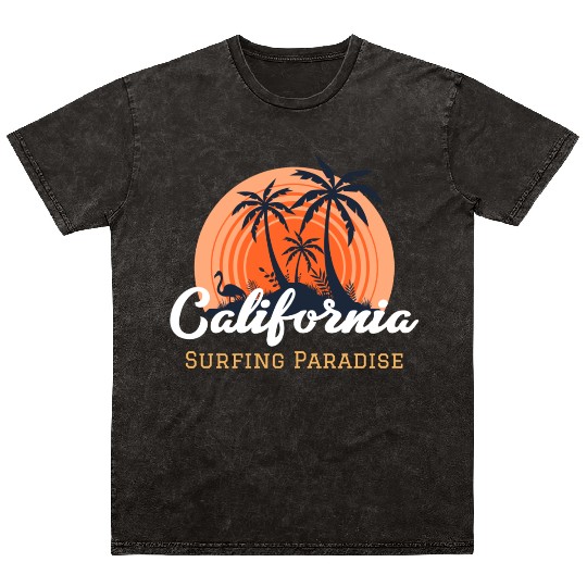 California surfing paradise Mineral Wash T Shirts