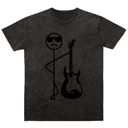 Funny Guitar Player Stick Figure Bass Guitarist St Mineral Wash T Shirts