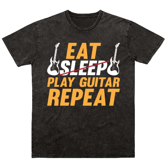 Funny Guitarist Bass Guitar - Eat Sleep Play Guita Mineral Wash T Shirts