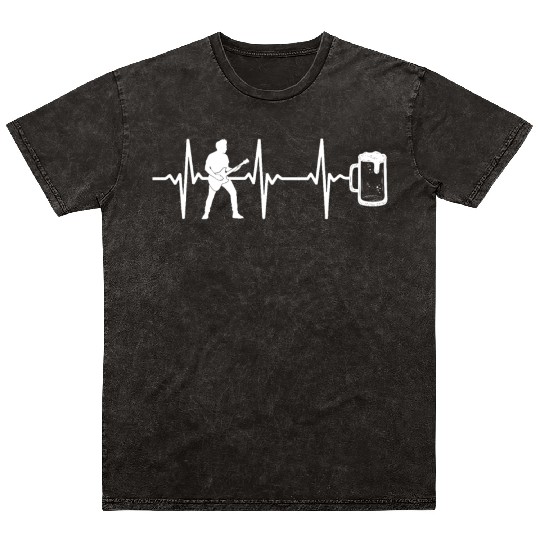 Bass Guitar Player Bass Guitar Heartbeat Beer Bass Mineral Wash T Shirts