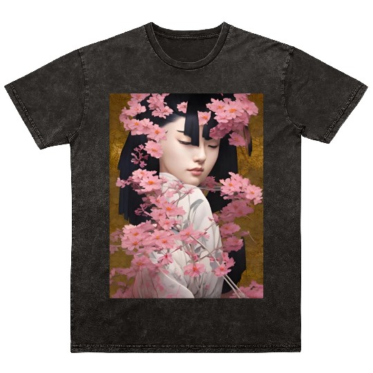 Japanese Geisha Digital Art Print POSTER Mineral Wash T Shirts