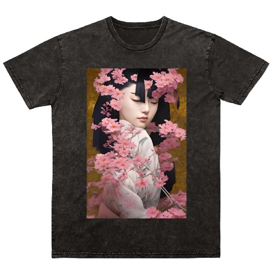 Japanese Geisha Digital Art Print POSTER Style Mineral Wash T Shirts