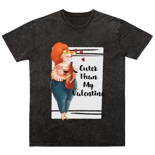 Cuter Than My Valentine Dachshund Mineral Wash T Shirts