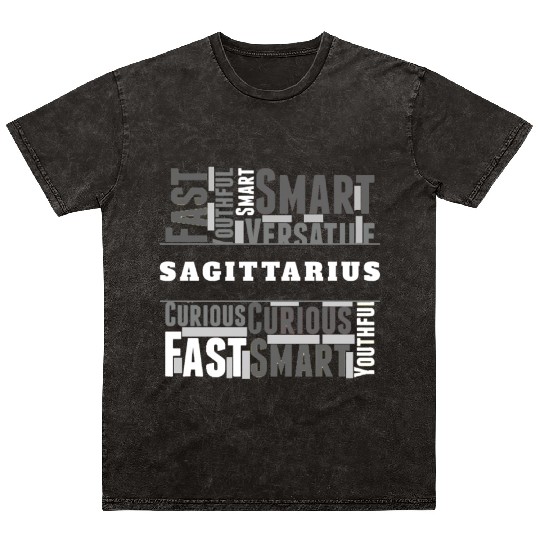 Sagittarius Zodiac Star Sign Word Cloud Square Mon Mineral Wash T Shirts