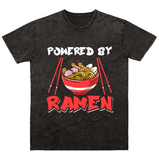 Powered By Ramen Anime Japanese Chopsticks Noodle Mineral Wash T Shirts