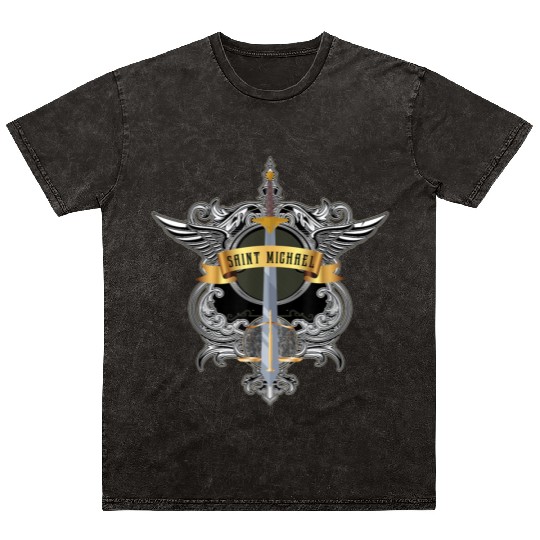 Sword of Saint Michael the Archangel Catholic Men Mineral Wash T Shirts