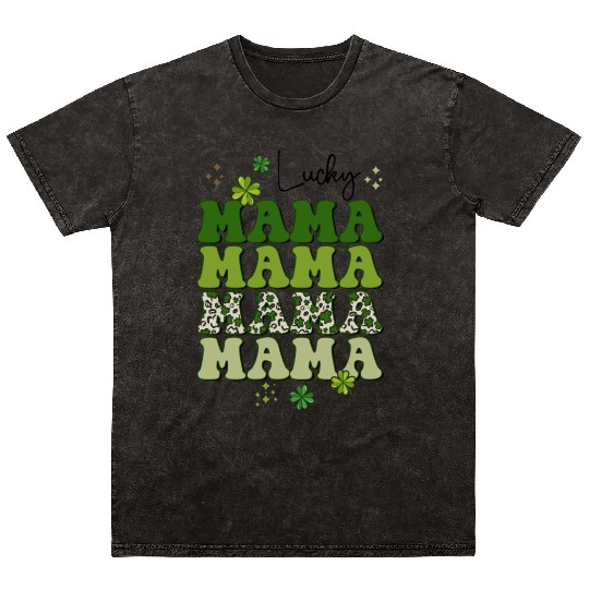 Groovy Lucky Mama St Pattys Mom Retro Groovy Mineral Wash T Shirts