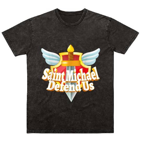 St. Michael the Archangel Icon Dragon Catholic Ang Mineral Wash T Shirts