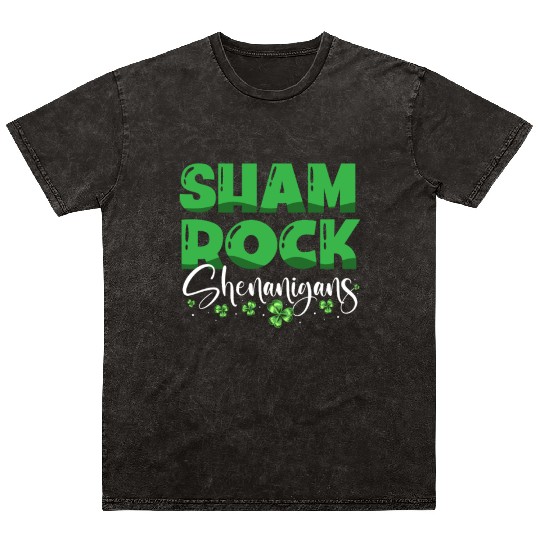 Shamrock Shenanigan Irish Pride St. Patricks Day Mineral Wash T Shirts