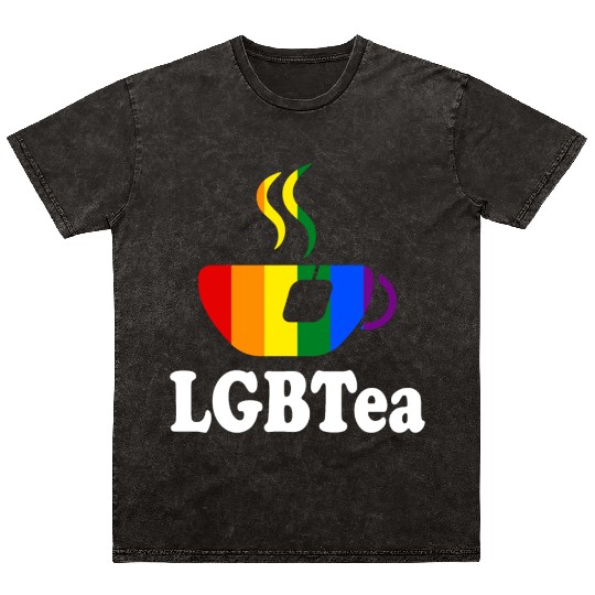 LGBTea Funny Teacup Rainbow Pride Month Gay Tea Lo Mineral Wash T Shirts