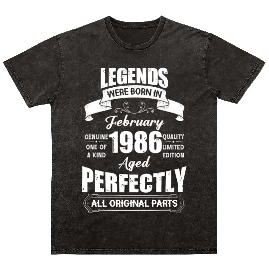 Legends Were Born In February 1986 Birthday Mineral Wash T Shirts