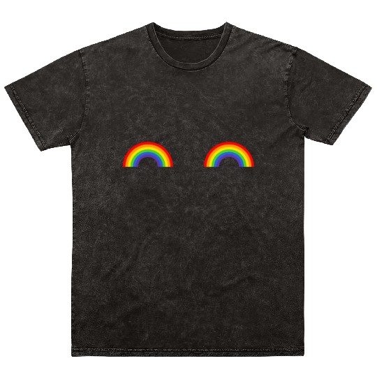 LGBT Rainbow Flag Titties Mineral Wash T Shirts