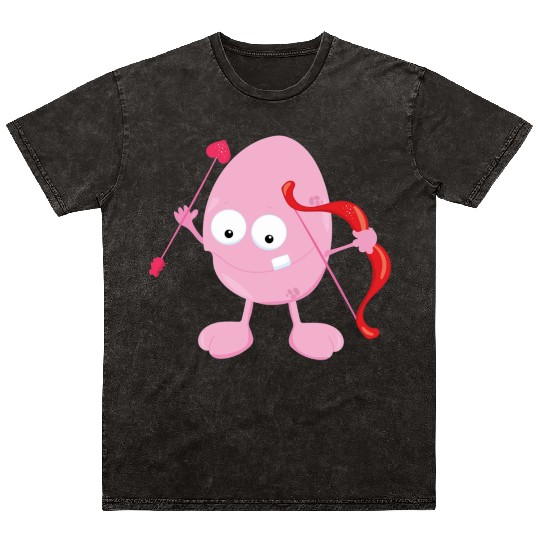 Kids Valentines Day Valentine Light Pink Monster Mineral Wash T Shirts