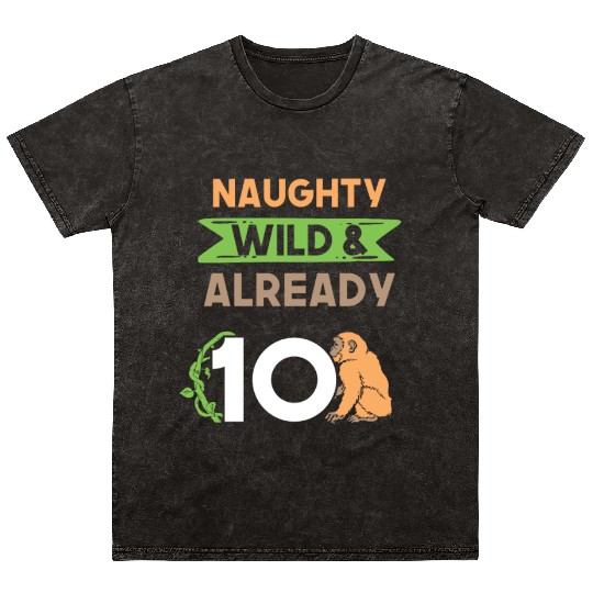 Gift 10 years birthday girl boy Ape Monkey Mineral Wash T Shirts