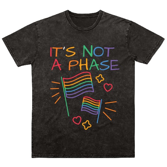It's Not A Phase LGBT Gay Pride Colors Rainbow Fla Mineral Wash T Shirts