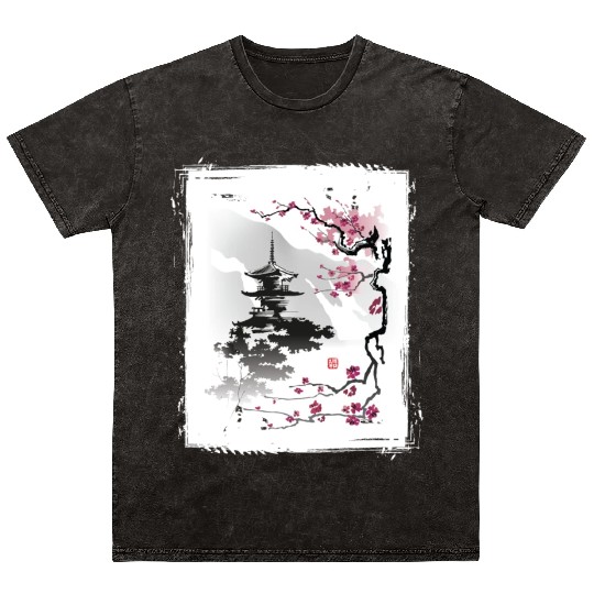 Cherry Blossom Jiin Japan Nature Mineral Wash T Shirts