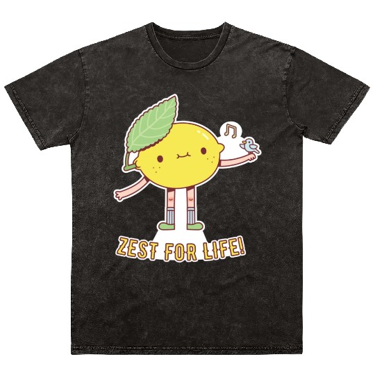 Cute Lemon and Bird Zest For Life Mineral Wash T Shirts