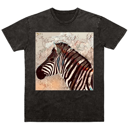 Zebra with neon colors Mineral Wash T Shirts