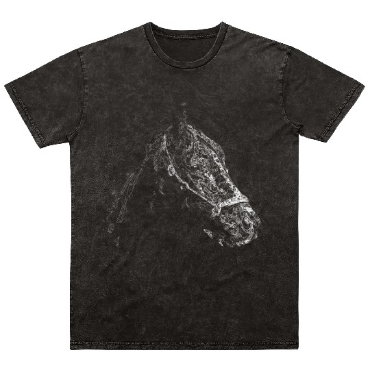 Horse Head Lines Art Mineral Wash T Shirts