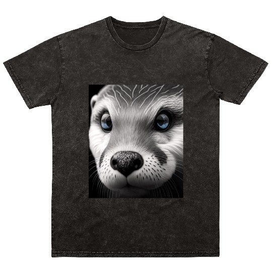 Fashionable Otter Design Cool Sea Otter With Blue Mineral Wash T Shirts