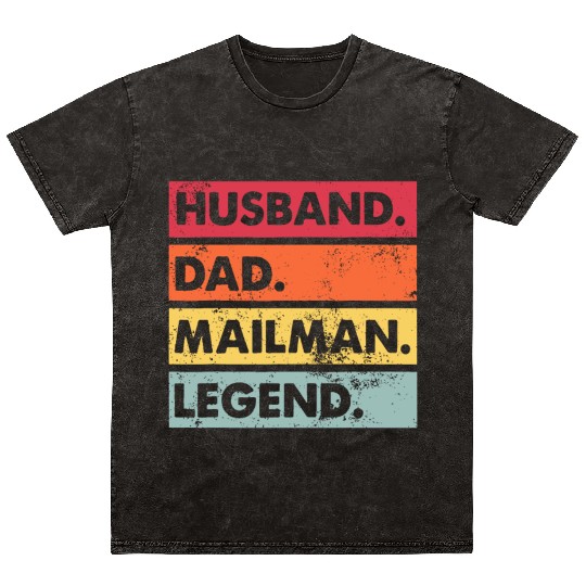 Husband Dad Mailman Legend Funny Postal Workerdadg Mineral Wash T Shirts