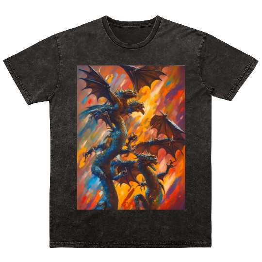 fantasy art golden ratio dragon oil painting Mineral Wash T Shirts