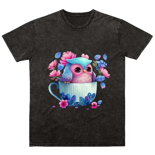 Owl Animal Cute Wild Bird Zoo Forest Nature Child Mineral Wash T Shirts