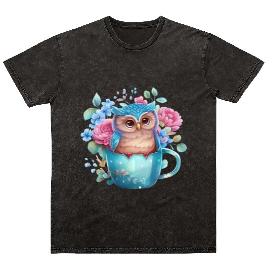 Owl Animal Cute Wild Bird Zoo Forest Nature Child Mineral Wash T Shirts