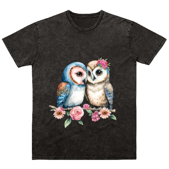 Owl Animal Cute Wild Bird Zoo Forest Nature Child Mineral Wash T Shirts